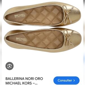 Michael Kors Metallic Nori Gold Flats Sz 8.5